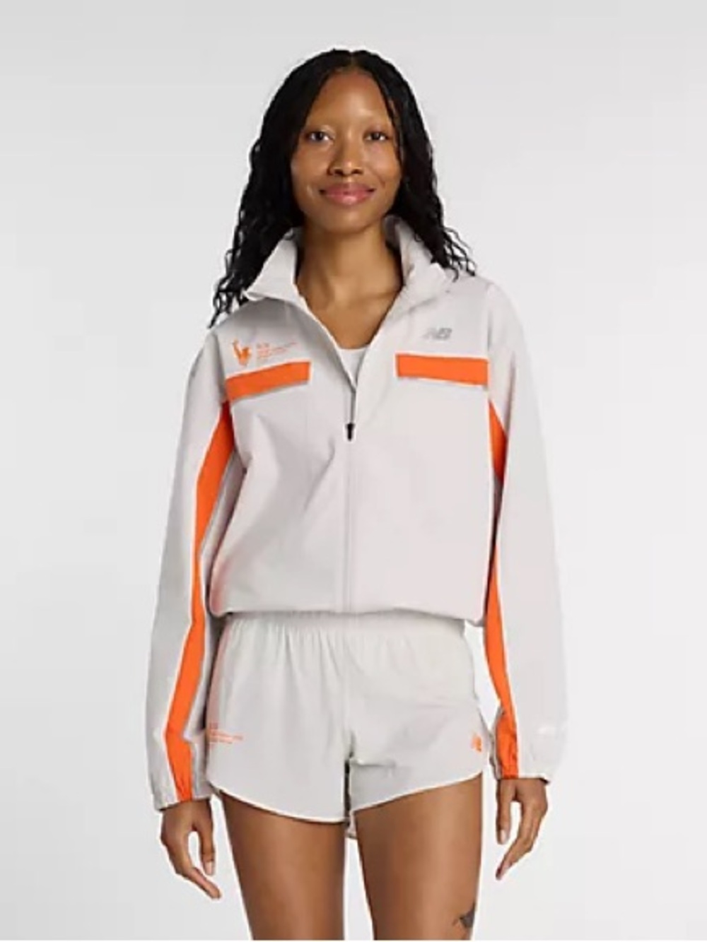 New Balance NYC Marathon 2025 Light Gray Track Jacket with Orange Accents